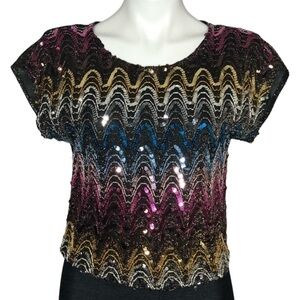 David Benjamin 1980s vintage sequin top small
